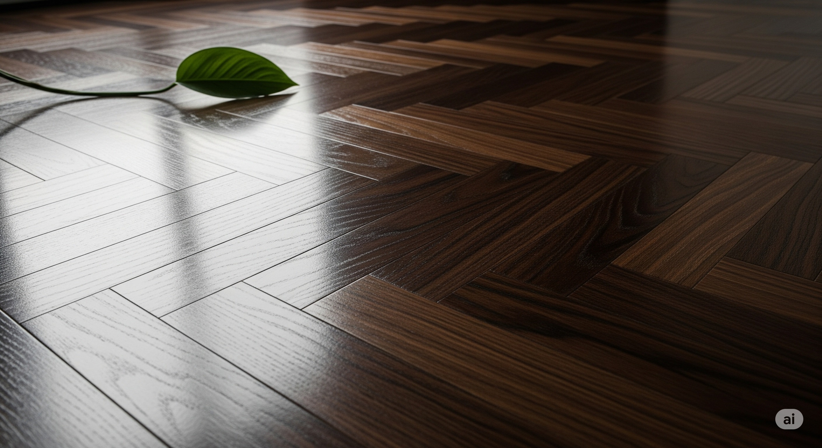 Ein glänzender, geschützter Parkettboden