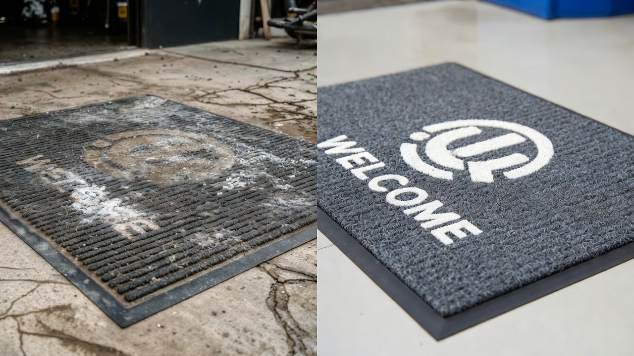 Schmutzige vs Saubere Logomatte Nürnberg