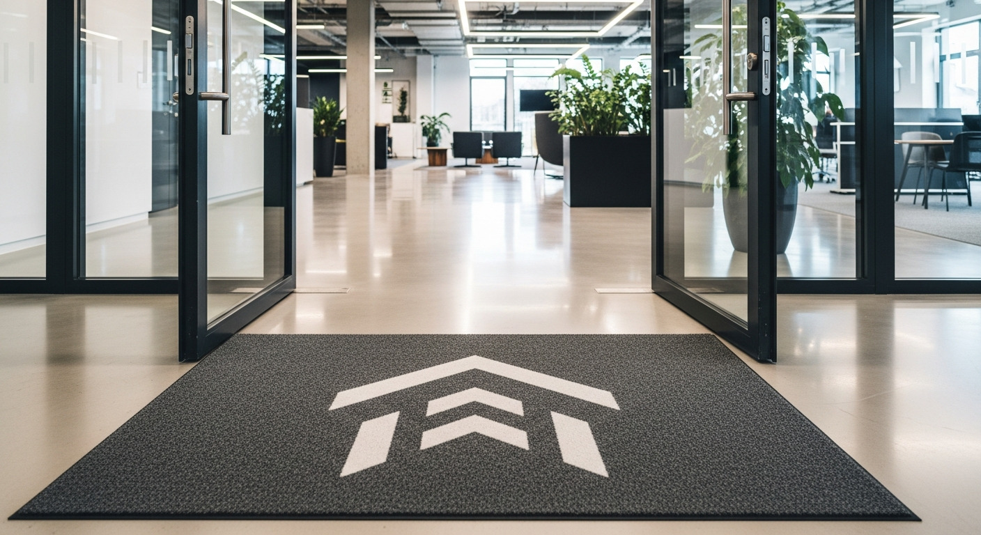 Eine professionelle Logomatte im Eingangsbereich eines Unternehmens