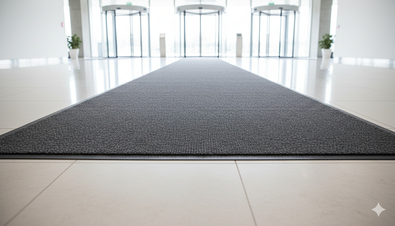 Langer Sauberlaufteppich im Eingang