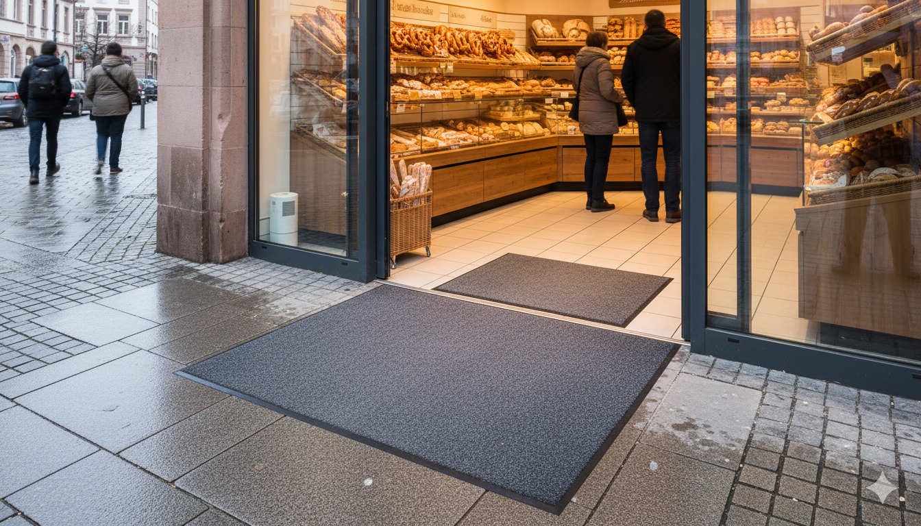Sauberer Eingang einer Bäckerei in Nürnberg